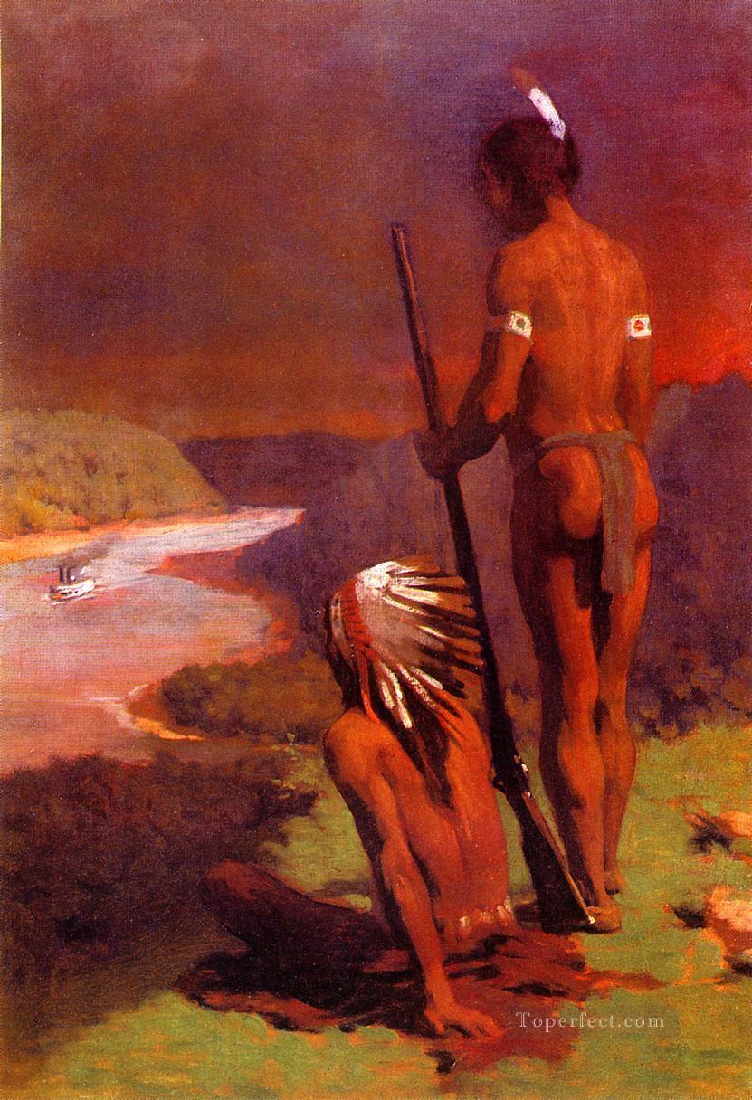 Indians on the Ohio naturalistic Thomas Pollock Anshutz Oil Paintings